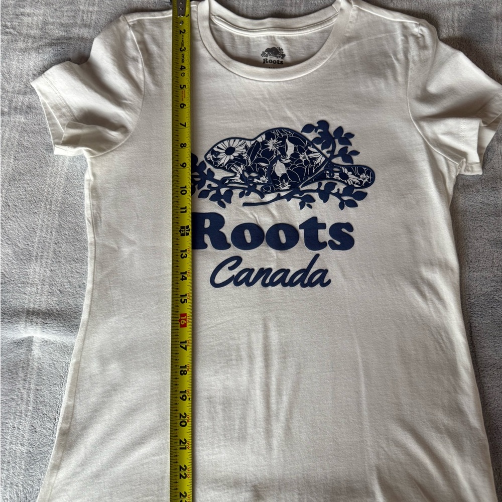 Roots White Tee with Navy Logo